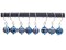 Miniature Christmas Tree Ornaments in Blue Glass, 8 pieces with Hooks, Adorabilities